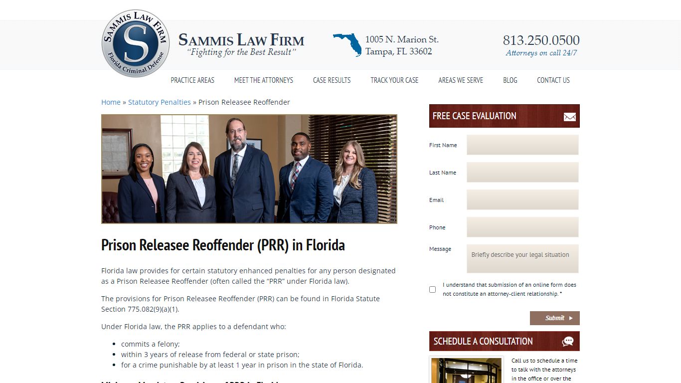 Prison Releasee Reoffender (PRR) in Florida - Sammis Law Firm